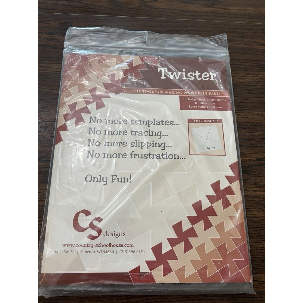 CS Designs "Twister" Pinwheel Quilt Cutting Tool & Layer Cake Pattern 2009